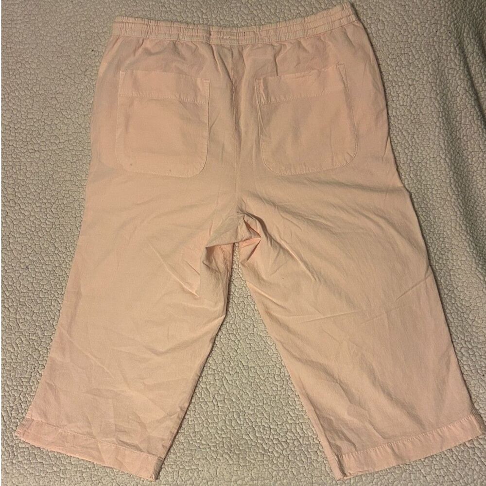 Beachy Coquette Pastel Pink Linen Capris Grandmacore L - Picture 2 of 6